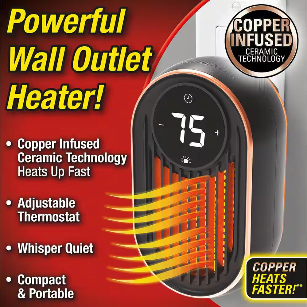 Compact 800-Watt Copper Core Personal Ceramic Heater - 3296 BTU Radiant Warmth